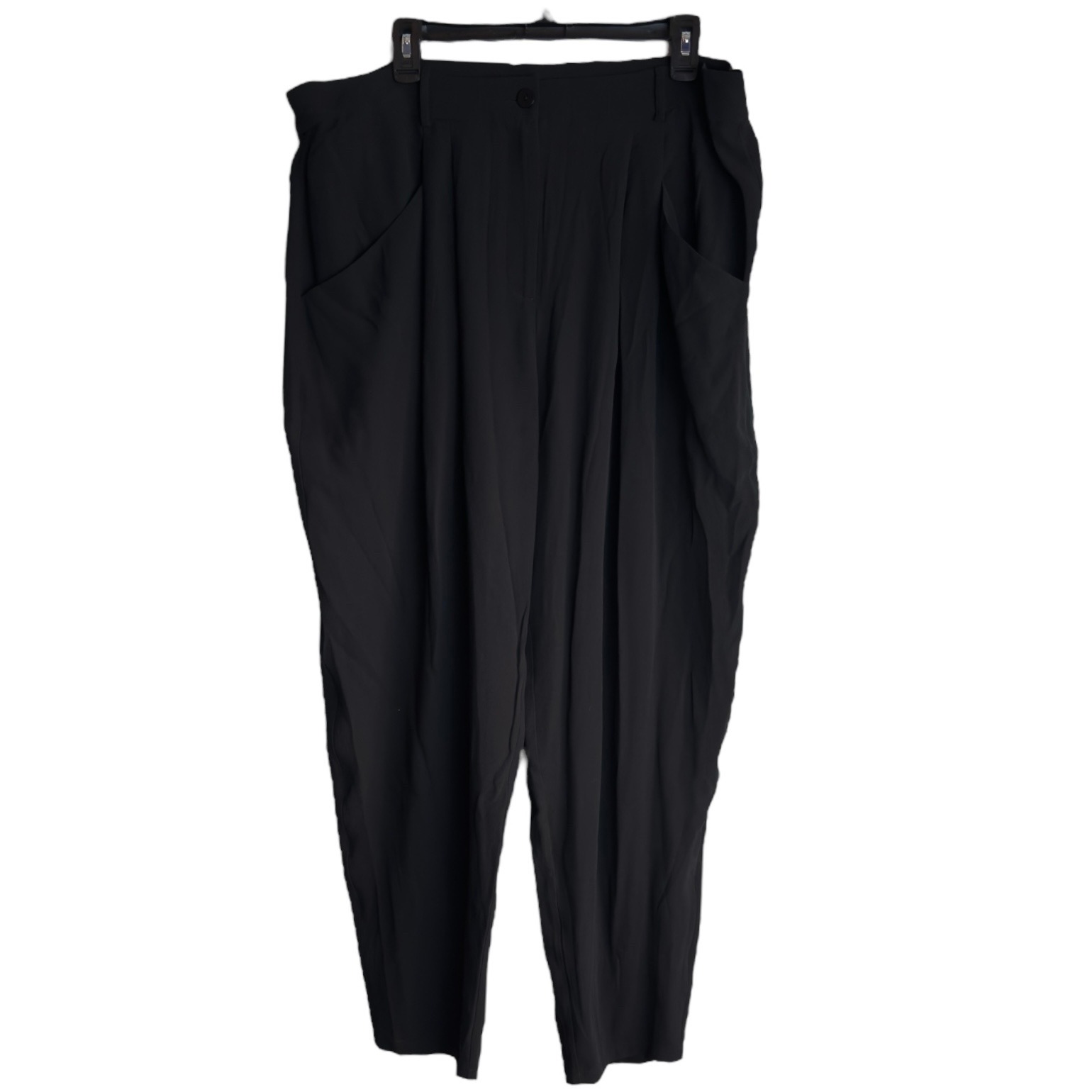 Eileen Fisher Womens Xl Black Silk Georgette Crepe Taper Ankle Pant Nwt